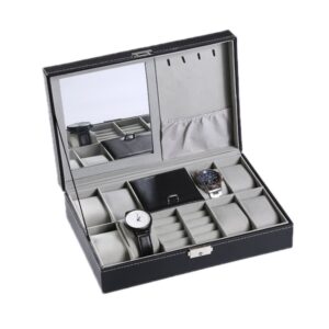 8-Bit Watch Display Storage Box Necklace Ring Jewelry Box With Mirror, 8-Bit Watch Display Box