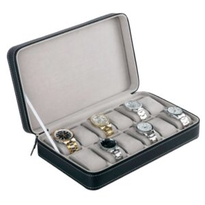 12 Bit Zipper Watch Box Storage Display Box PU Zipper Bag Watch Box, 12 Bit