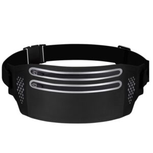 Outdoor Double Zipper Sports Waterproof Lycra Body Slim Waist Bag, Black, Mint Blue, Grey, Rose Red, Green