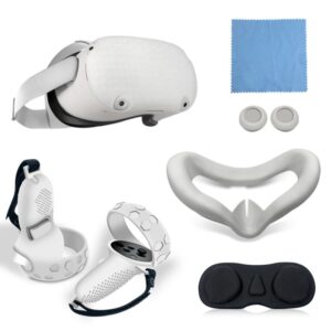 6 PCS/Set For Meta Quest 2 Silicone All-Inclusive Console Controller Cover, White, Blue, Black, Red