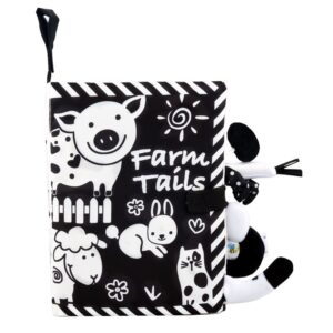 Tail Cloth Book Baby Enlightenment 3D Early Education Cloth Book, Black and White Farm, Ocean, Jungle, Dinosaur, Tropical Rain Forest, Mermaid, Farm, Black and Yellow Ainmal, Black and White Jungle