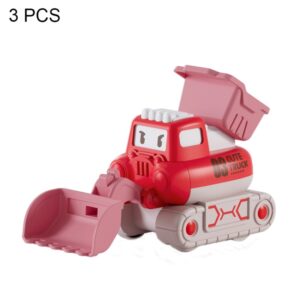 3 PCS 7799 Pressing Inertia Forward Cartoon Children Toy Car, Red, Blue, Green, Yellow
