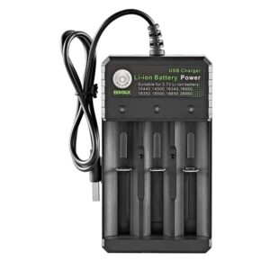 BMAX 18650 3 Slot USB Charging Seat 3.7/4.2V Independent Lithium Battery Charger