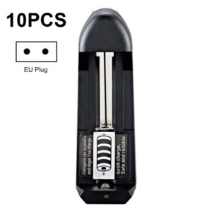 10 PCS BMAX Single Slot Direct Insert Power Supply 18650 Lithium Battery Charger, Single Slot EU Plug(Black), Single Slot US Plug(Black)