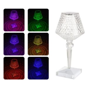 Bedside Crystal Table Lamp LED Wine Glass Night Light, Specification:, Remote Control RGB16 Colors