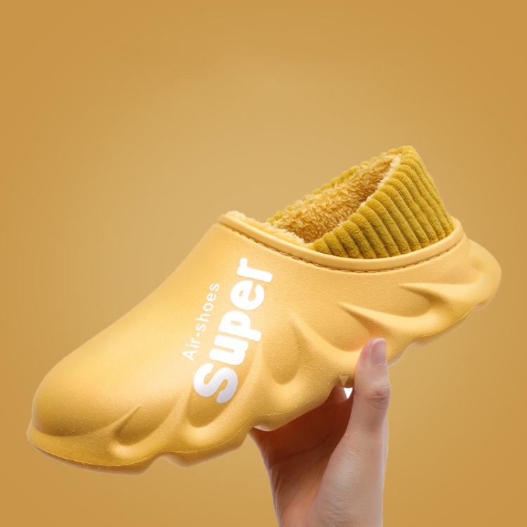 Winter Warm Velvet Thick Waterproof Cotton Slippers, Yellow, Blue Gray, Orange Red, Pink 8055, White 8055, Light Coffee 8055, Black 8055, Blue Gray 599, Duck Egg Green 599, Pink 599, Caramel 599, Dark Blue 599, Yellow 599, Yellow No Heel...