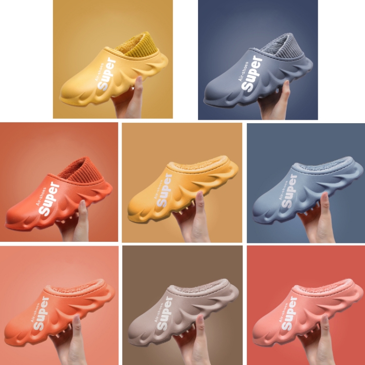 Winter Warm Velvet Thick Waterproof Cotton Slippers, Yellow, Blue Gray, Orange Red, Pink 8055, White 8055, Light Coffee 8055, Black 8055, Blue Gray 599, Duck Egg Green 599, Pink 599, Caramel 599, Dark Blue 599, Yellow 599, Yellow No Heel... - Image 2