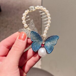 Rhinestone Butterfly Hair Clip Embroidered Ponytail Hair Clasp