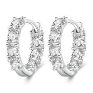 Sterling Silver S925 Zirconia Budding Flower Earrings, BSE734