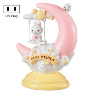 GOELONG Cartoon Moon Table Lamp Children Room Animal Night Light, Plug:, US Plug, EU Plug