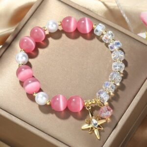 Crystal Beaded Bracelet Ladies Natural Crystal Bracelet, S2207-1 AB Transparent, S2204-1 Pink, S2203-5 Purple, S2204-3 Pink Opal, S2204-2 Blue Opal, S2204-6 Orange+Butterfly, S2204-7 White+Butterfly, S2204-5 Pink Opal, S2203-4 Water Blue+Dolphin...