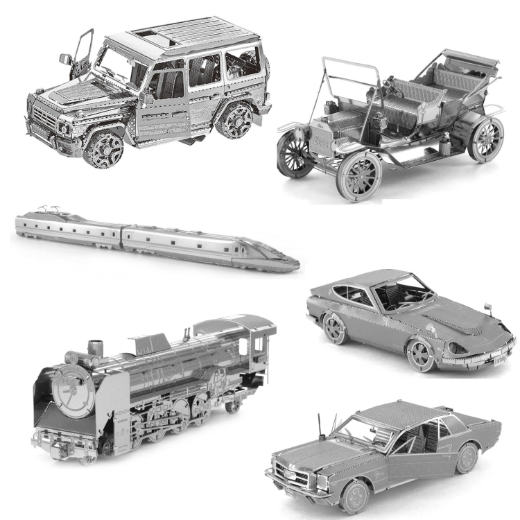 3D Three-dimensional Metal Car Assembly Model DIY Puzzles Toy, 1908 T-shaped Cars, 1965 Mustang, Kart, BZS G500, Cable Car, Taxi, Fire Truck, Bullet Train, Nissans Coupe, D51 Train Head, KMK F450, MSL 3.0T, Penny Farthing, Sportcar, Half-track Motorcyc... - Image 3