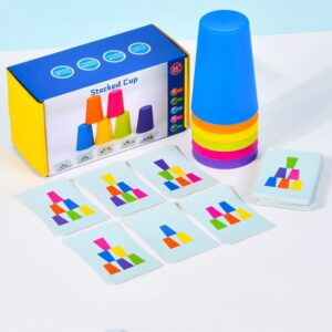 Mixed Colors Quick Stack Cups Speed Training Sports Stacking Cups With Card,Spec:, Single Person, Double  Person