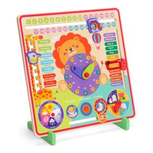 7 In 1 Kids Calendar & Teaching Clock Educational Toys, Lion