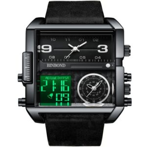 BINBOND B3332 Square Multifunctional Sports Quartz Waterproof Watch