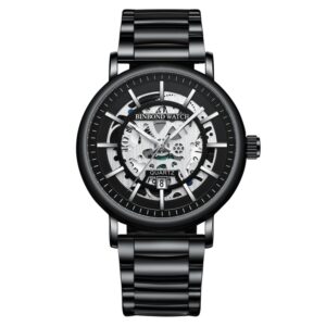 BINBOND B7872 Multifunctional Hollow Luminous Waterproof Quartz Watch, Black Steel-Black-White, White Steel-Black-White, Full-gold-Black-Gold, Black Leather-Black-Black, Black Leather-White-Black, Black Leather-Full-gold-Black