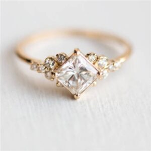 Geometric Square Rings for Women Wedding Rhinestone Finger Rings Charm Jewelry, 10, 6, 7, 8, 9
