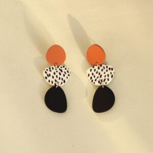 Acrylic Irregular Graphic Stitching Leopard Long Earrings