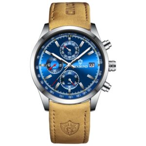 BINBOND B6022 30m Waterproof Luminous Multifunctional Quartz Watch, Leather-White Steel-Black, Leather-White Steel-Blue, Leather-White Steel-Green, Leather-White Steel-White, Leather-Black Steel-Black, White Steel-Black, White Steel-Blue...
