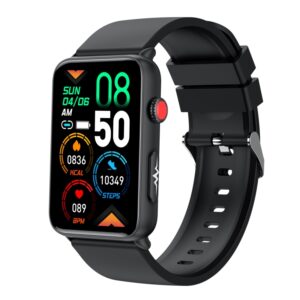 Smart Watch Ring ECG Temperature Heart Rate Blood Pressure Health Bluetooth Talking Watch, Black Silicone, Red Silicone, Blue Silicone, Black Leather, Brown Leather