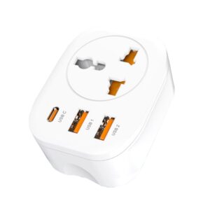 Universal Converter Plug 2USB+Type-C Smart Converter Socket, UK Plug, US Plug, EU Plug