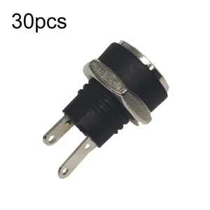 30pcs Electronic Equipment DC Female Power Socket With Nut, DC5.5x2.1MM, DC5.5x2.1MM Full Copper, DC5.5x2.5MM, DC3.5x1.3MM