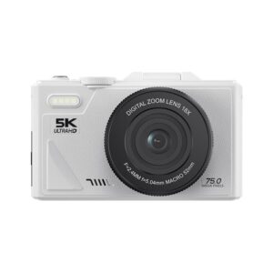 W1 5K HD Digital Camera 75MP 18X Digital Zoom WiFi Video Recorder With Flip Screen, W1 White, W1 Black