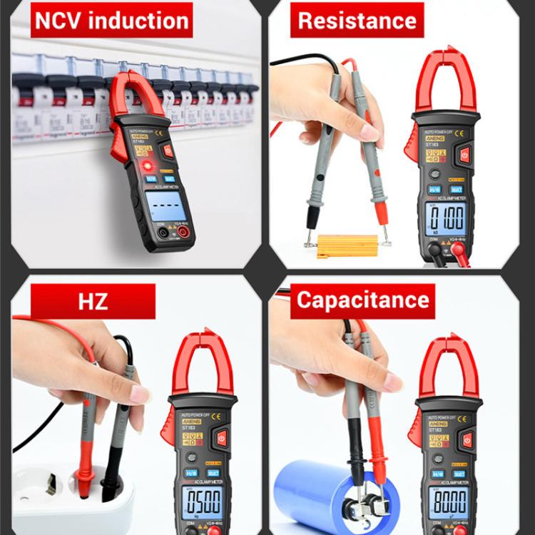 ANENG ST183 600A Digital Clamp Meter With NCV, 4000 Counts, Tests Continuity/Resistance/Capacitance/Diode, Audible & Visual Alarm - Image 8