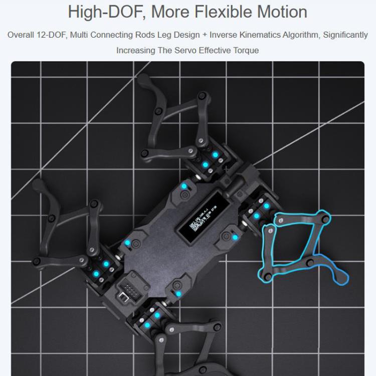 Waveshare WAVEGO Pro 12-DOF Bionic Dog-Like Robot Open Source For ESP32 And Raspberry Pi, Basic, EX, Pi 5 - Image 4