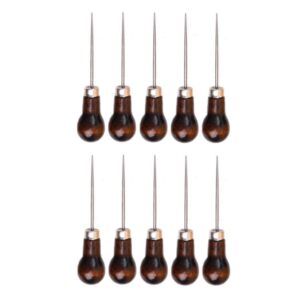 Wooden Handle DIY Shoe Repair Leather Drilling Awl, Gourd Awl, Straight Handle, Long Gourd Straight Needle