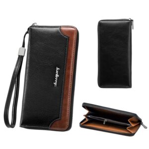 Baellerry C3167 Men Long Wallet Business Contrast-Color Zipper Clutch Multi-Card Slot Large Capacity Wallet