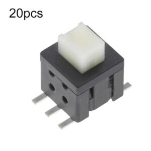 20pcs 5.8 X 5.8mm Tactile Switch Flat Head Dual-Row 6-Pin Power Button, Latching, Non-Latching