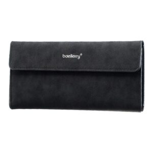 Baellerry C3099 Men Long Wallet Minimalist Flip Cover Multi-Card Holder Business Casual Tri-Fold Matte Clutch