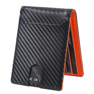 Baellerry D5123 Men Business ID Card Holder Minimalist Carbon Fiber Multi-Card Slot Card Clip