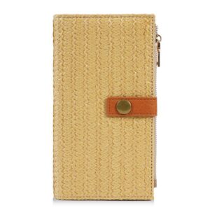 Baellerry N2348 Women Long Wallet Vintage Multi-Card Holder With Zipper Straw-Weave Texture Clutch