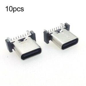 10pcs 16Pin USB Type-C Female Vertical SMT Connector Socket Charging Port, Height 10.0mm, Height 10.5mm