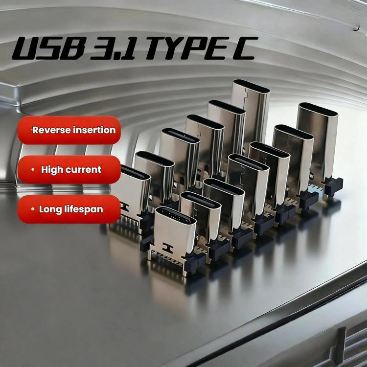 10pcs 16-Pin USB Type-C Female Connector PD Fast Charge Port, TH 9.3mm, TH 10.0mm, TH 10.5mm, TH 13mm, TH 13.7mm, TH 15mm, TH 16.5mm, TH 17.5mm, TH 18.5mm, SMT 9.3mm, SMT 13.0mm, SMT 13.7mm, SMT 15.0mm, SMT 17.5mm, SMT 18.5mm - Image 3