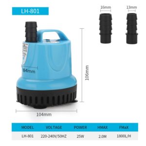 Submersible Aquarium Water Pump with 360-degree Bottom Suction for Freshwater & Saltwater Tanks, LH-801 25W, LH-802 45W, LH-803 60W, LH-804 85W, LH-805 105W