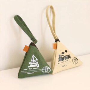 2pcs Retro Zongzi-Shaped Coin Purse Mini Canvas Coin Bag