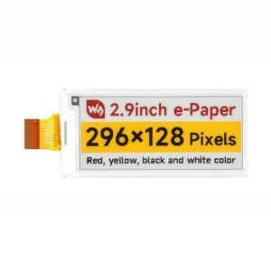WAVESHARE 2.9inch E-Paper Display  E-Ink Display, 296x128, Red/Yellow/Black/White, SPI Interface, Raw Display, With Driver Board