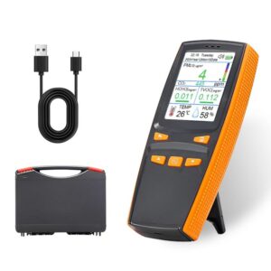 Handheld 10-In-1 Air Quality Monitor With Data Export To PC Detector For CO2, PM2.5, PM10, HCHO, TVOC, AQI, Temperature & Humidity
