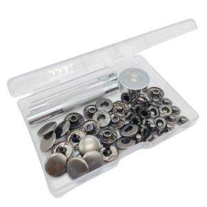 15mm Metal Snap Fastener Kit Clothing Buttons, 12sets Black, 12sets Silver, 12sets Gold, 12sets Bronze Green, 20sets Black, 20sets Gold, 20sets Silver, 20sets Bronze Green, 20sets 4 Colors