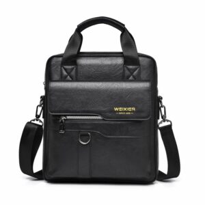 WEIXIER T666 Mens Vertical Messenger Bag PU Leather Crossbody Shoulder Bag Business Briefcase for Work Travel