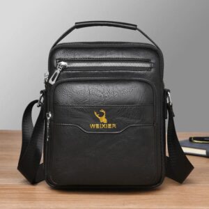 WEIXIER D1107 Men Vertical Crossbody Bag PU Leather Shoulder Bag