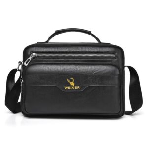 WEIXIER D1108 Men Business Retro Shoulder Bag Large Capacity Casual Waterproof PU Crossbody Bag