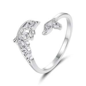 Copper Plated With White Gold Adjustable Ocean Life Opening Ring, YIR302-E, YIR303-E, YIR304-E