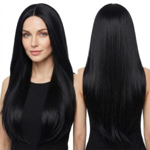 80cm Cosplay Versatile Center-Parted Long Straight Wig, Black, White, Silver, Light Gold, Red, Dark Brown, Light Brown, Purple, Royal Blue, Claret, Orange, Mint Green, Gray, Light Purple, Sky Blue, Linen, Gold, Light Yellow, Smoky Pink, Blue-black...