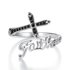Vintage Cross Copper White Gold Plating Adjustable Ring