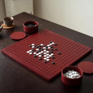 Go Board & Stones Set With Storage Jar, Gomoku Educational Puzzle Toy, MDF Red, Solid Wood