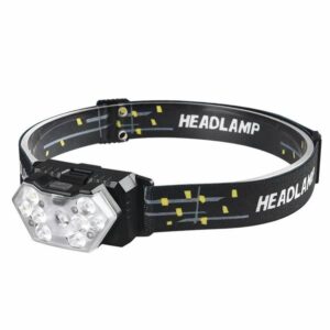 GY26 9LED Smart Motion-Sensor Headlamp, Outdoor COB Red Warning Waterproof Night Fishing Light, Rechargeable, Battery